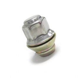 Écrou de roue RRD10009 3/8 UNF avec portée conique, rondelle captive et capuchon inox pour jantes Rover Cooper et Sportspack.