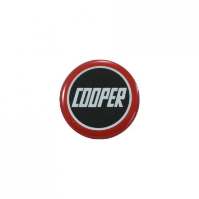 MSA2007-Badge autocollant 27 mm - COOPER fond noir bordé rouge