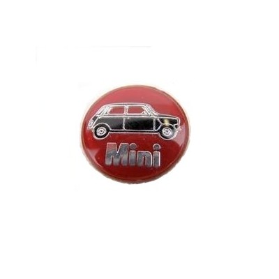 MSA2003-Badge autocollant 27 mm - MINI noire sur fond rouge