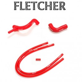 C-GRH002RED-Jeu de durites d'eau silicone FLETCHER rouge pour moteurs 1275 cc avant1989