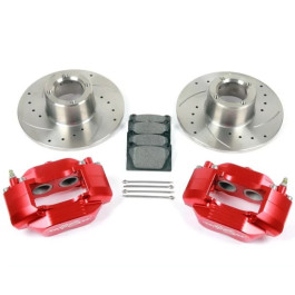 Pack frein à disque rainuré percé 8.4" étrier 4 pistons alu "rouge" AUSTIN MINI
