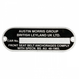CP339-Plaque chassis AUSTIN-MORRIS GROUP BRITISH LEYLAND UK LTD
